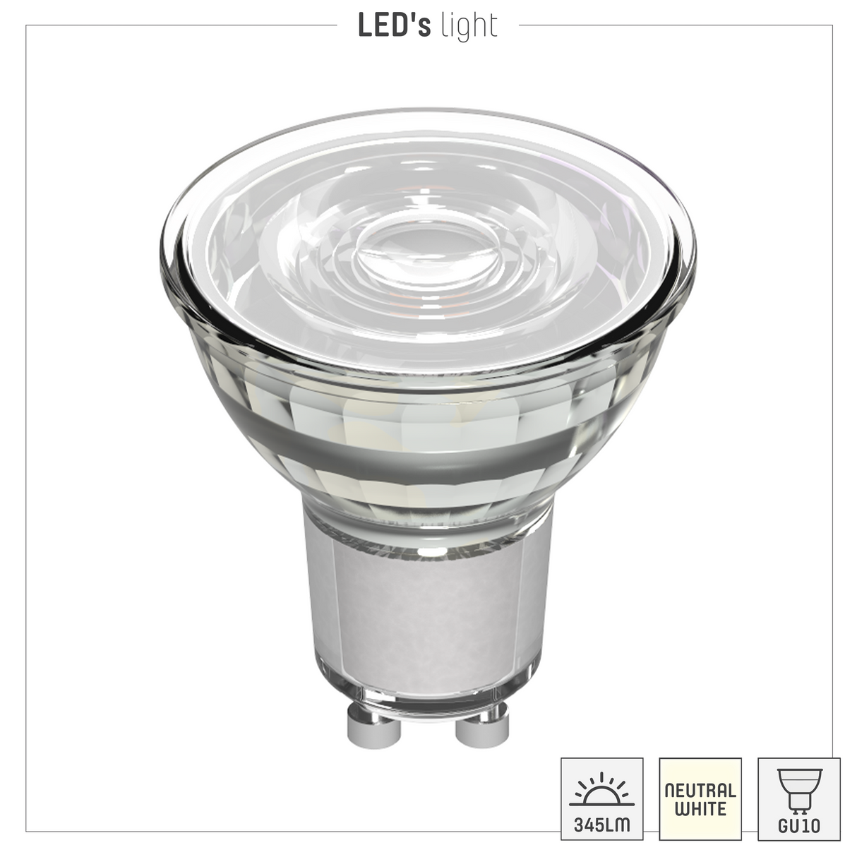 LED-Spot GU10 – 345 Lumen – Kaltweiß (4000 K) – 4 W (ersetzt 50 W) – 3 Stück
