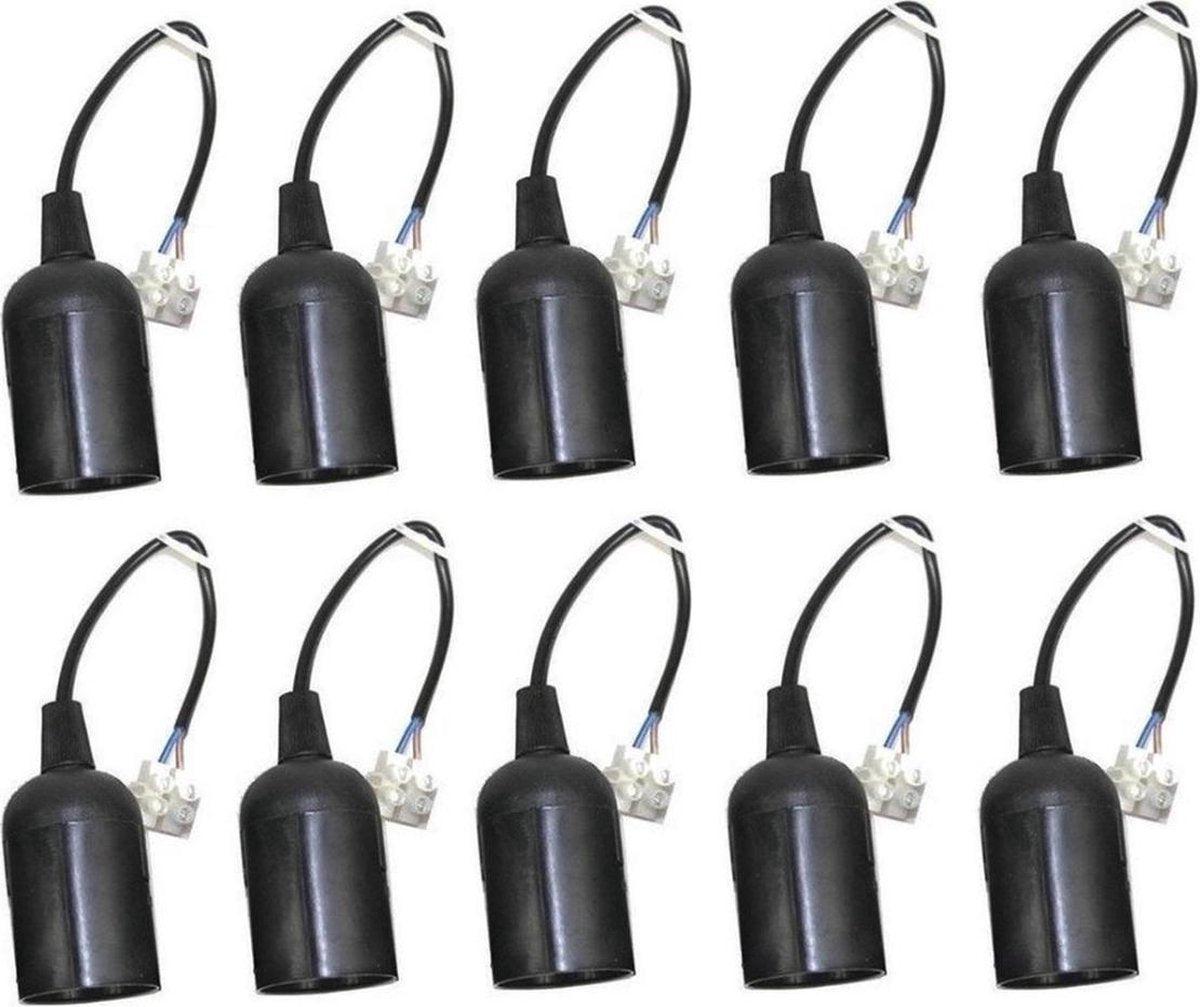 10 x Bewegliche Fassung E27 mit Klemmenblock - Set mit 10 E27-Lampenfassungen max. 60W