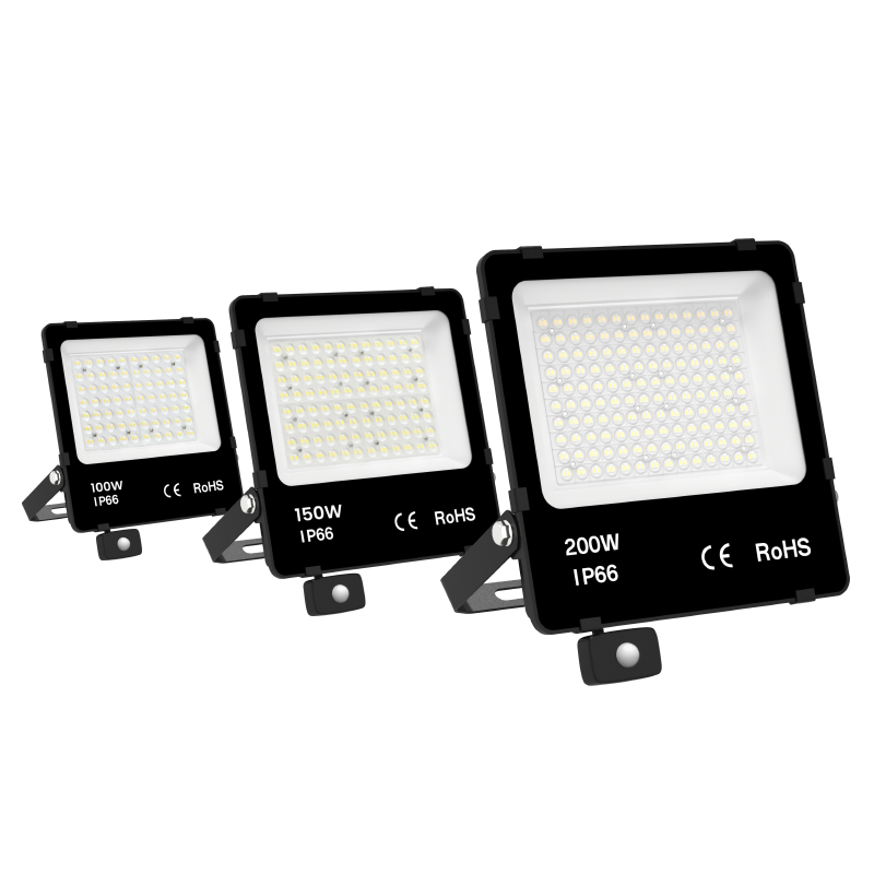 LED Schijnwerper 150W - 22.500 lm - Koelwit 4000K - 150 lm/W - 90° - Bewegingssensor - Sosen driver - IP66 - Terrein- & Gevelverlichting - 5 jaar garantie