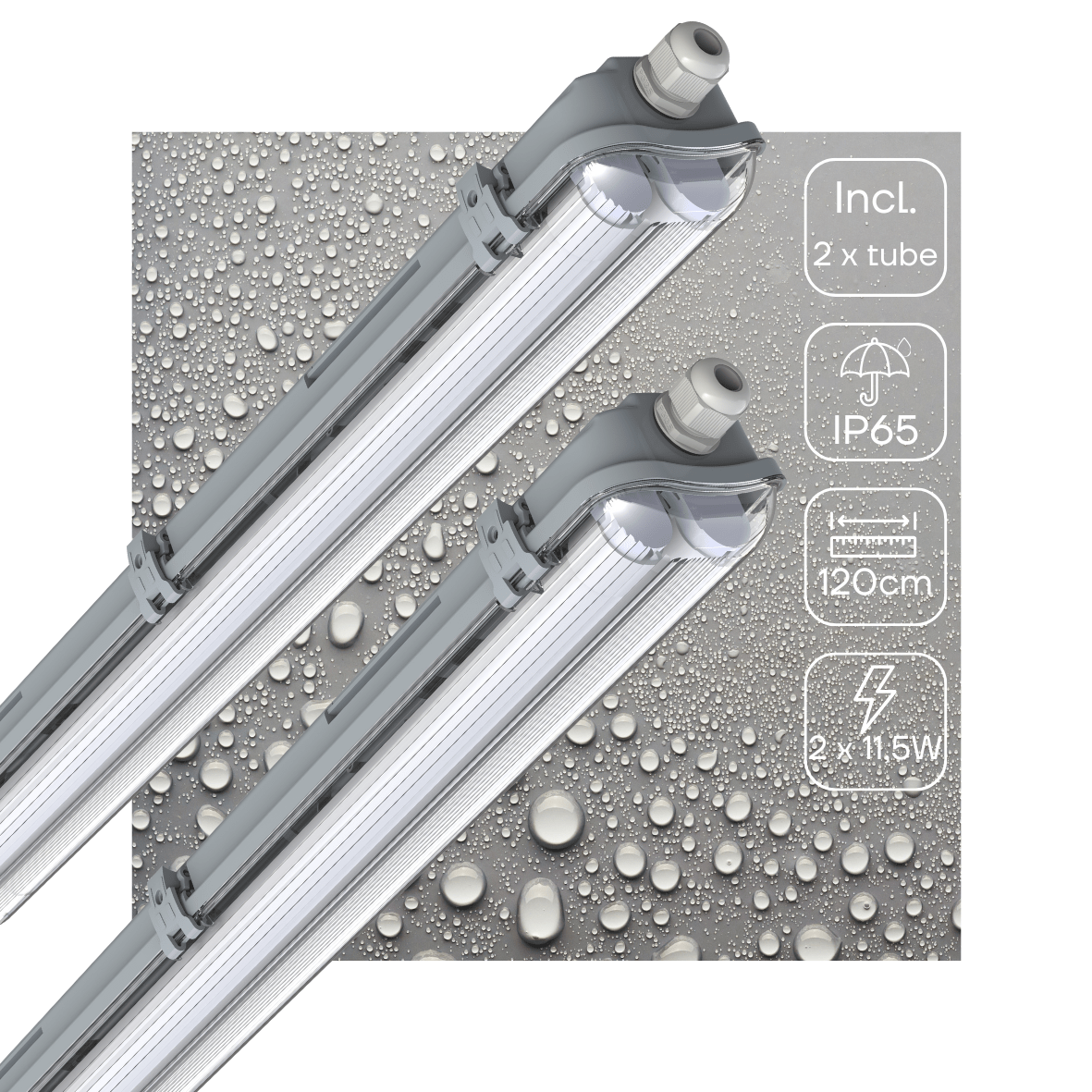 2 PACK - LED's Light Double LED TL lamp 120 cm - complete with LED tubes - Indoor and outdoor - 4260 lm - 4000K - 2x11.5W