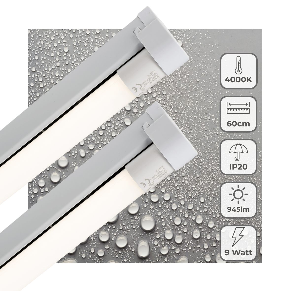 2 PACK - LED's Light LED light bar 60 cm for indoor use - Fixture including LED TL tube - 1000 lm