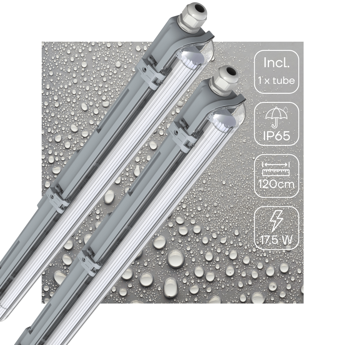 2er-Pack – LED-Leuchte, 120 cm, komplett mit LED-TL-Röhre – 2160 lm