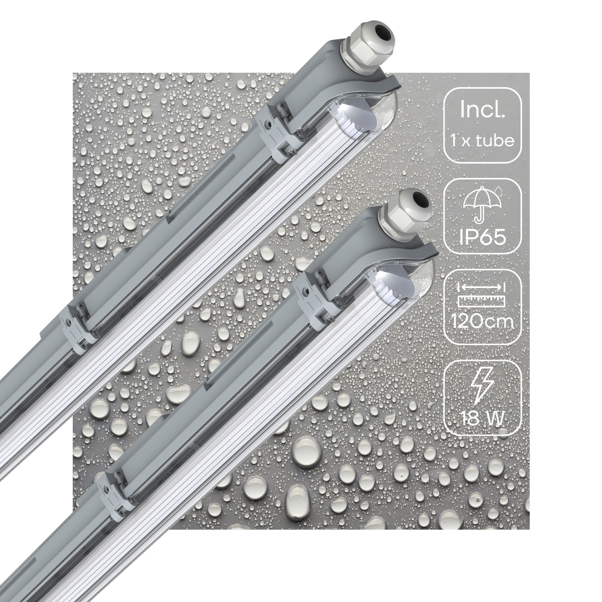 2er-Pack – LED-Leuchte, LED-TL-Leuchte mit Lampe, 120 cm – Kaltweißes Licht 6500 K – Wasserdicht – Komplettset