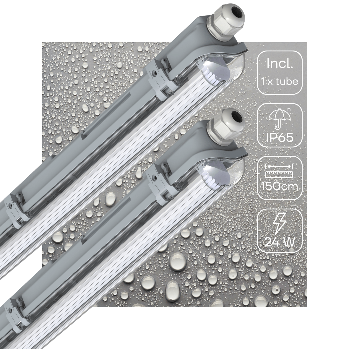 2 PACK - LED's Light LED TL fixture with lamp 150 cm - Cold white light 6500 K - Waterproof - Complete set