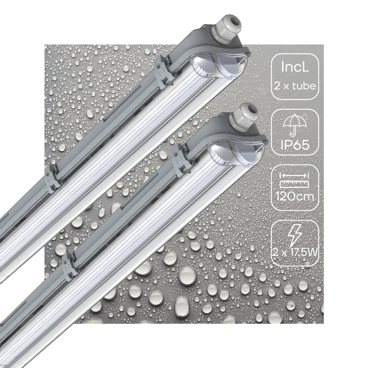 2er-Pack – LED-Leuchte, LED-TL-Doppelleuchte, 120 cm – Komplett mit 2 LED-TL-Röhren, 120 cm – 4320 lm