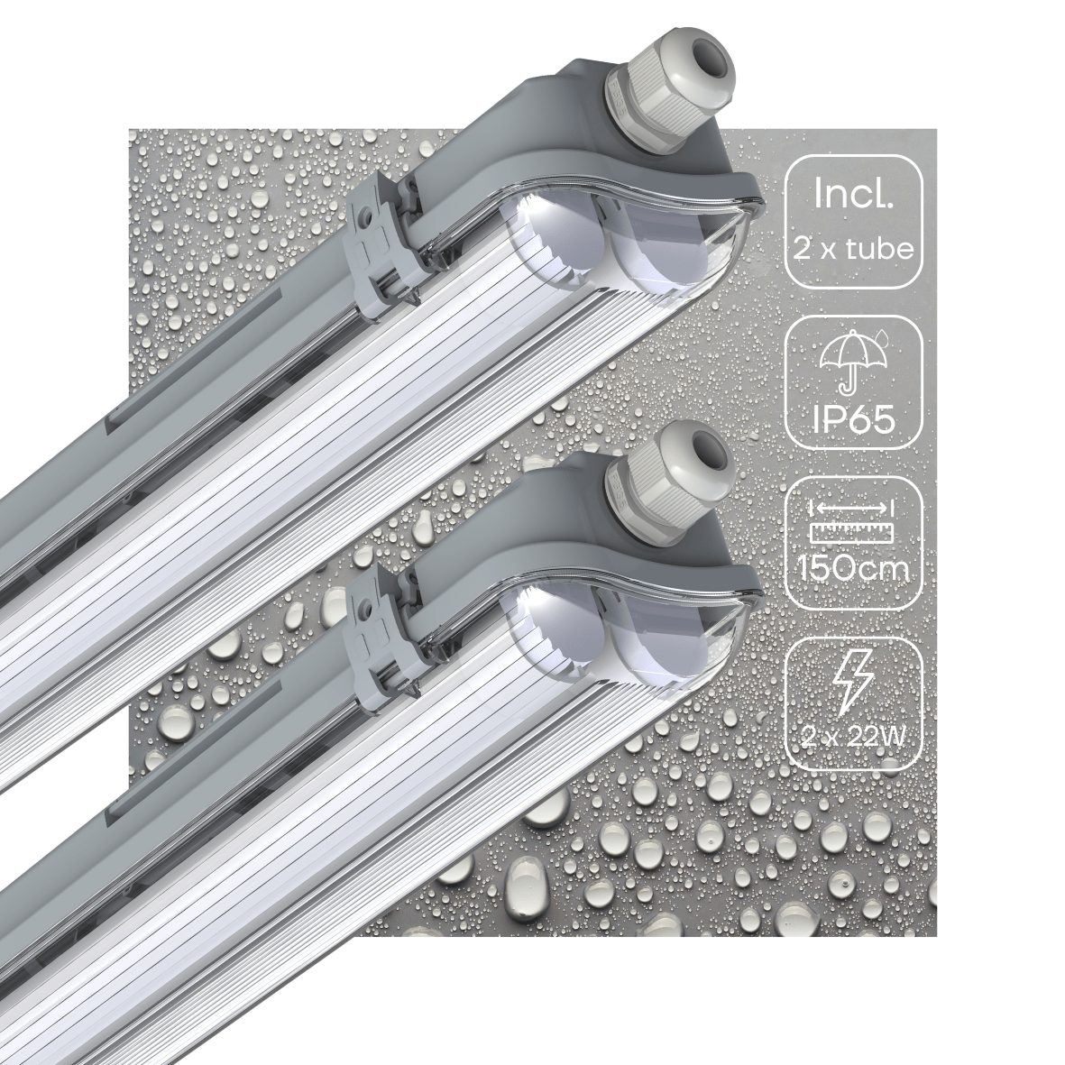 2 PACK - LED's Light LED TL double fixture 150 cm - Complete with 2 LED TL tubes 150 cm - 5760lm
