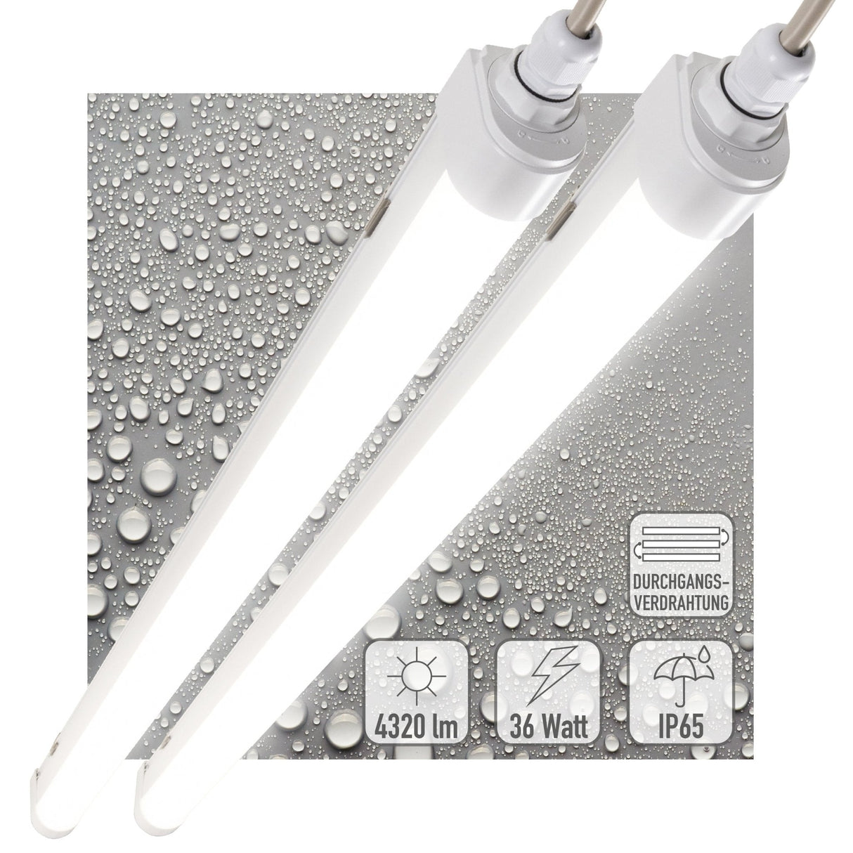 2 PACK - LED's Light LED TL lamp complete 120 cm - Connectable up to 10 lamps - Waterproof - IP65