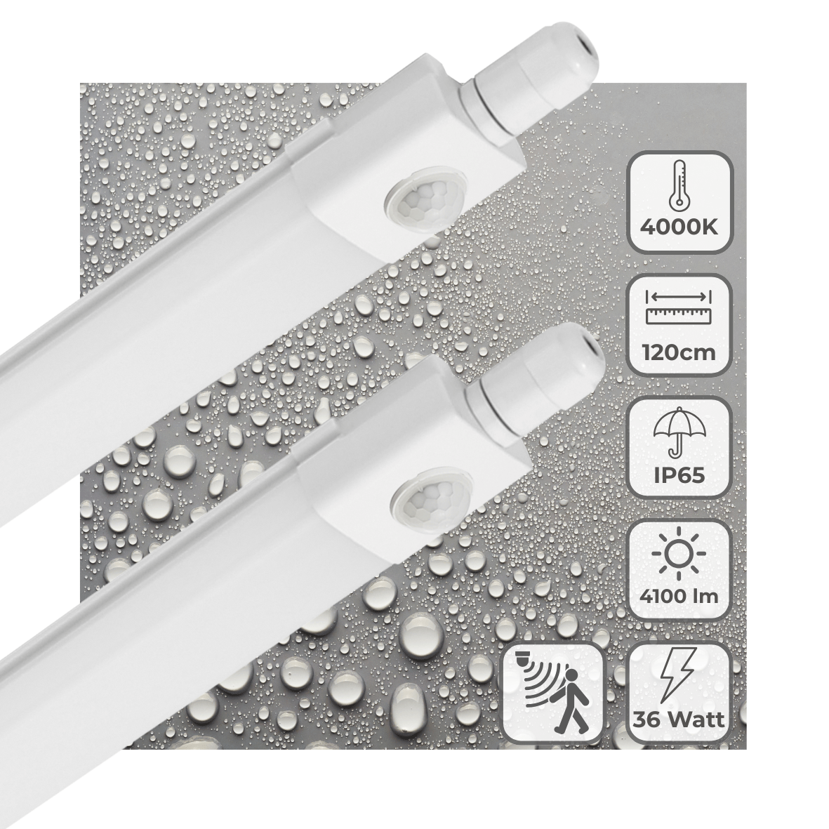 2 PACK - LED's Light LED TL lighting with sensor 120 cm - Motion sensor and motion detection - 4100 lm