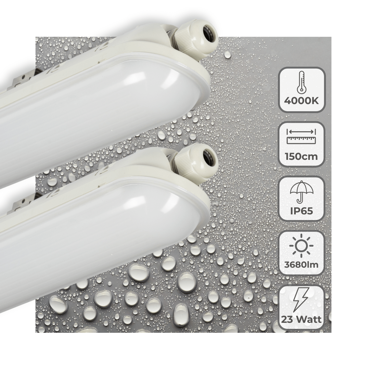 2 PACK - LED's Light Pro Premium LED TL armatuur compleet 150 cm - Waterdicht - 3680 lm