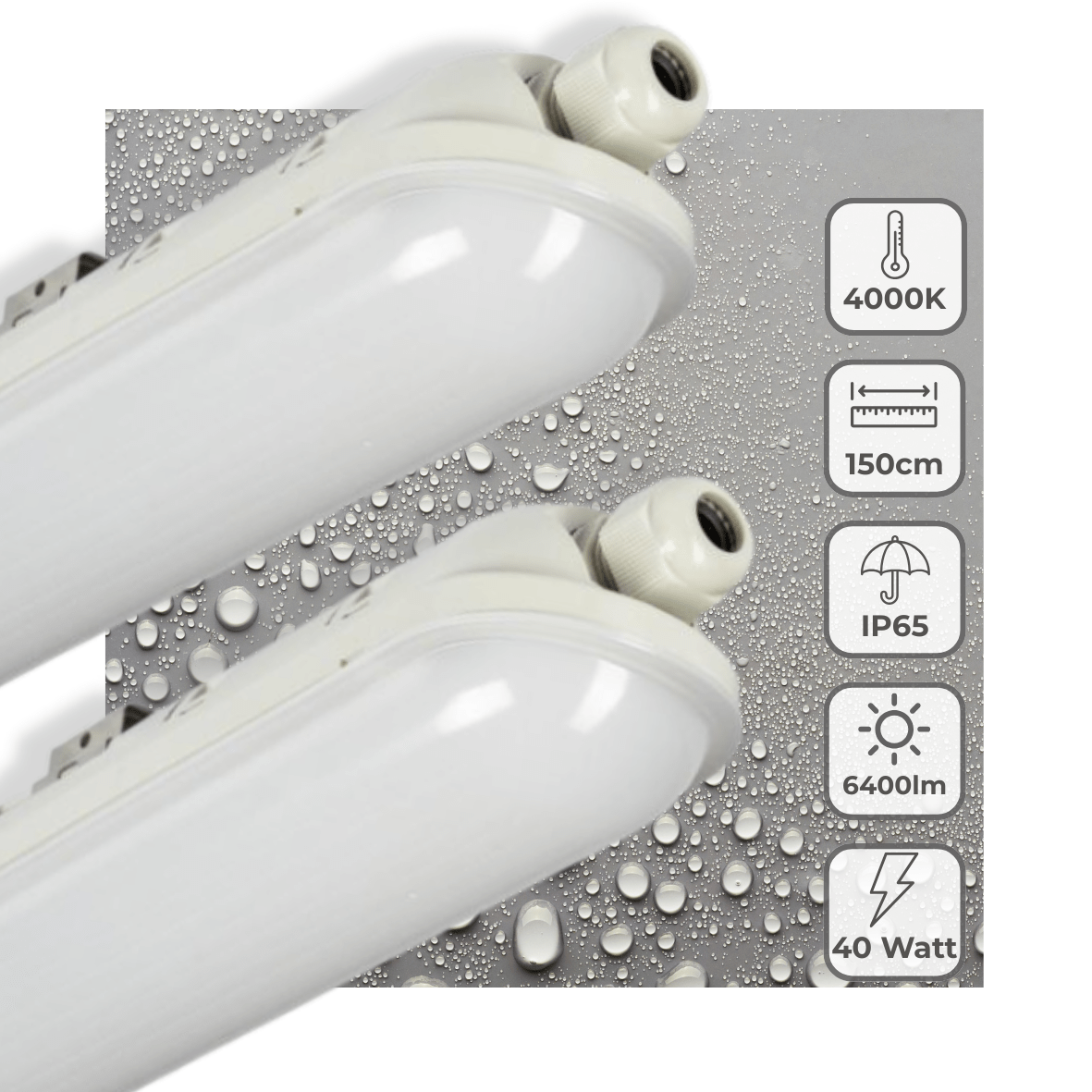 2 PACK - LED's Light Pro Premium LED TL armatuur compleet 150 cm - Waterdicht - 6400 lm