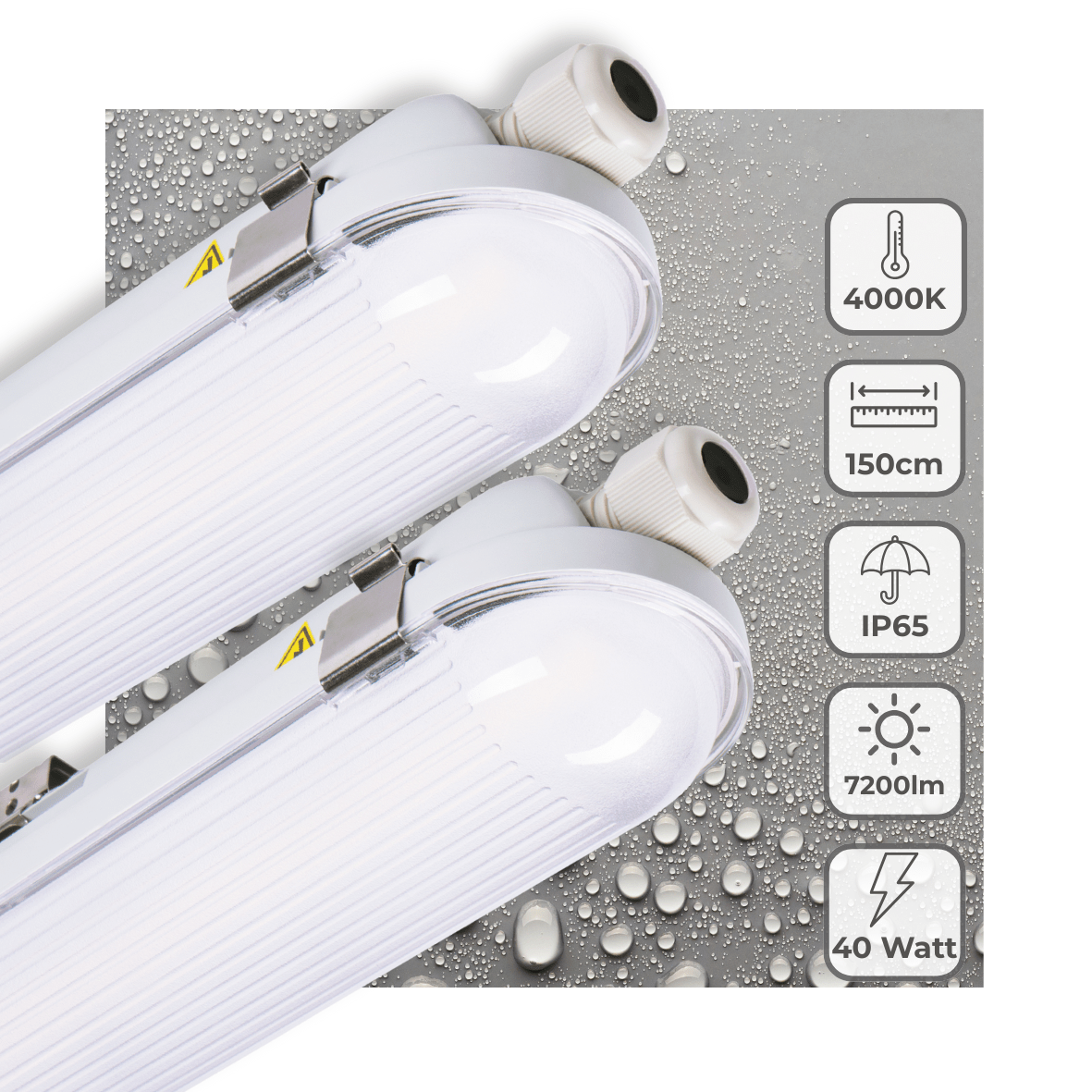 2 PACK - LED's Light Pro TL armatuur 150 cm - 40W - Energielabel B - Dimbaar licht - 7200 lm - 180Lm/W - IP65 - 4000K - IK08