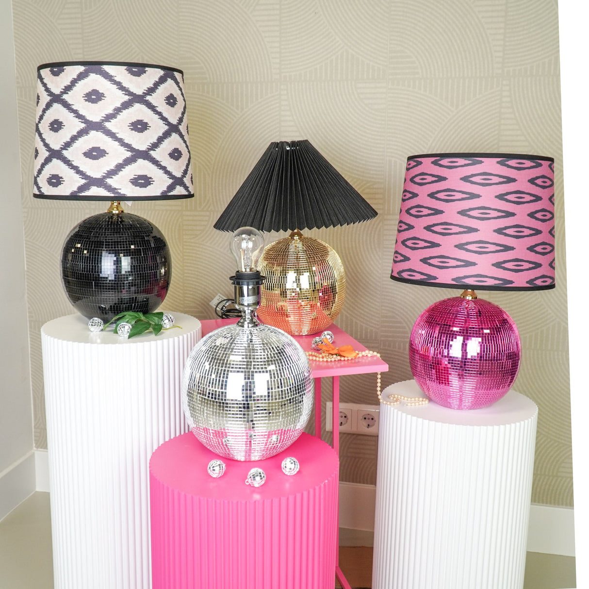 Tischlampe - Discokugel - Glas - Schwarz - 20x20cm