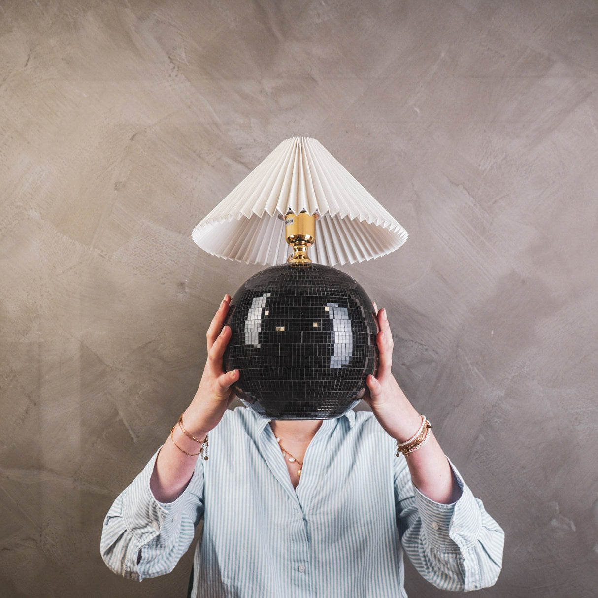 Tischlampe - Discokugel - Glas - Schwarz - 20x20cm