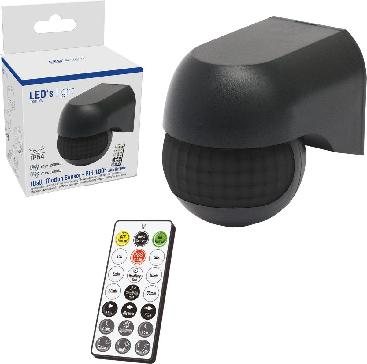 LED-Bewegungsmelder mit Fernbedienung (2-in-1) – erkennt Dämmerung und Bewegung – Schwarz