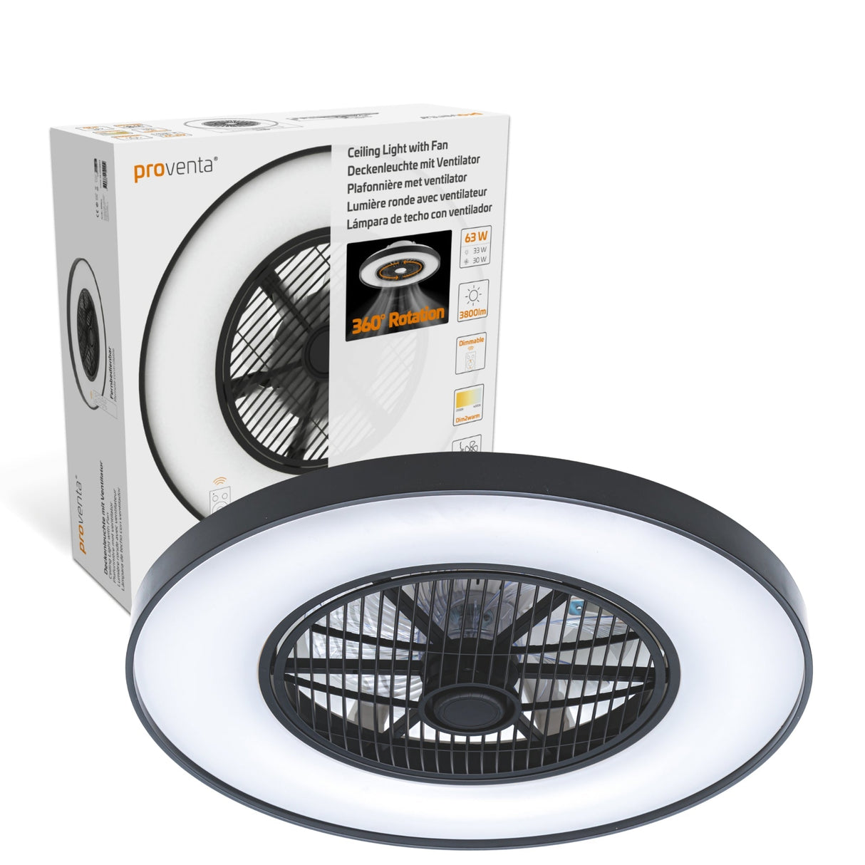 3D Air Plafondlamp met Ventilator 60cm - Full room luchtcirculatie - Zomer & Winterstand – Licht en kleurtemperatuur instelbaar