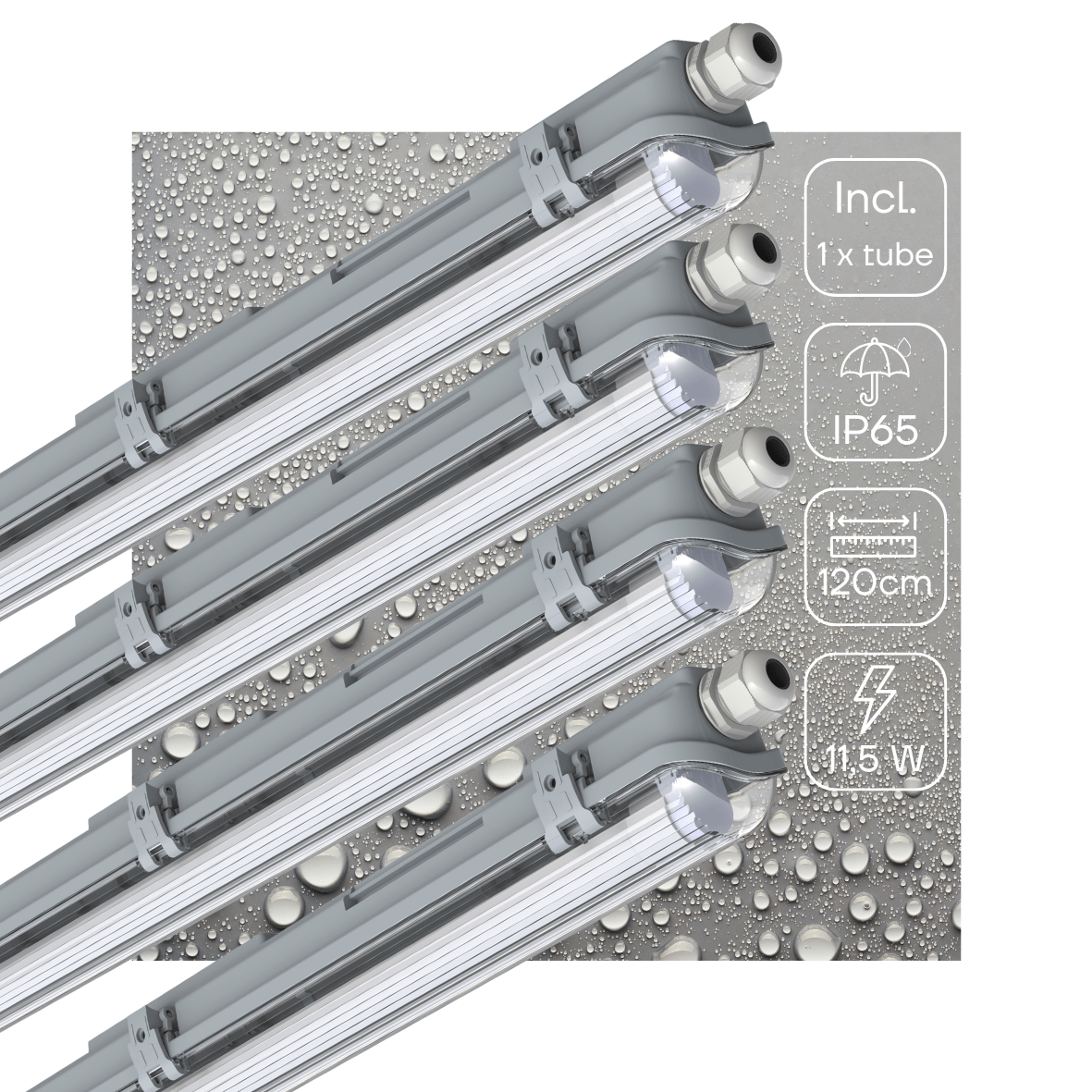 4 PACK - LED's Light Complete LED TL lamp with LED tube 120 cm - Indoor and outdoor - 2130 lm - 1x11.5W - 4000K