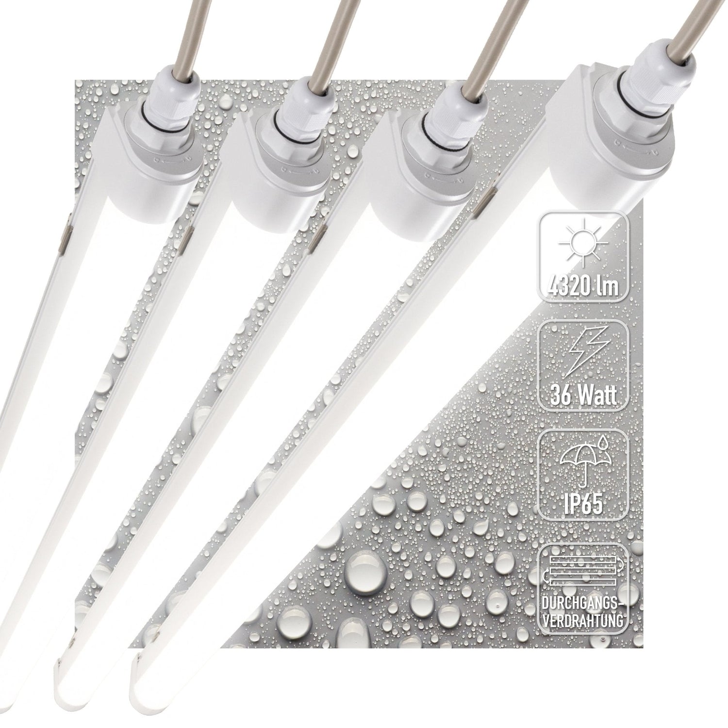 4 PACK - LED's Light LED TL lamp complete 120 cm - Connectable up to 10 lamps - Waterproof - IP65