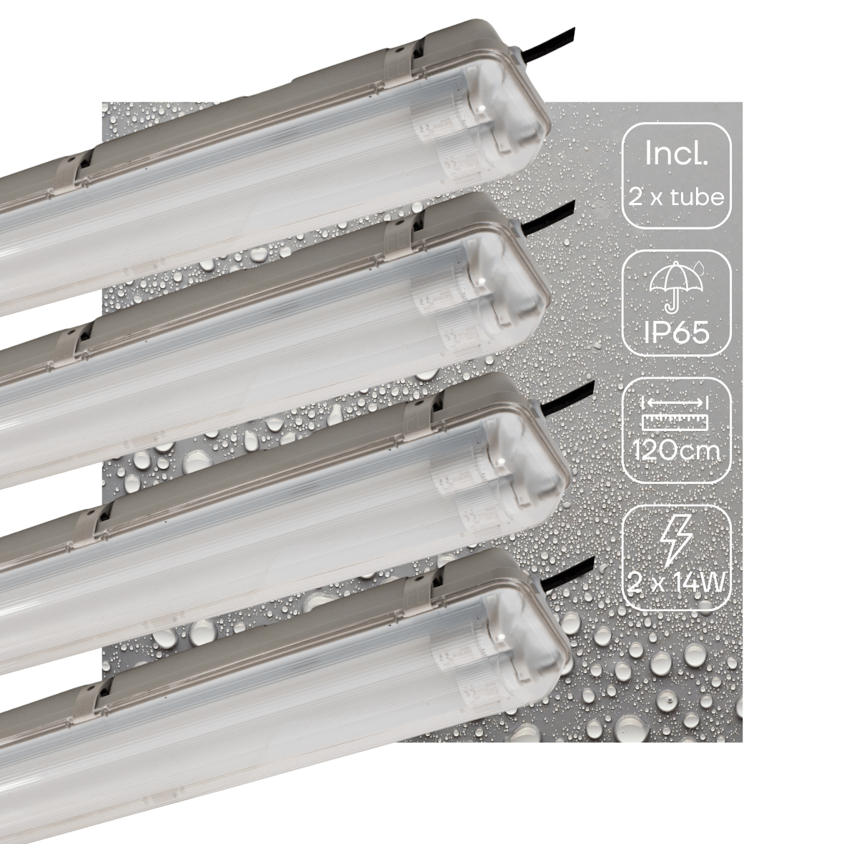 4 PACK - LED's Light LED TL light bar with sensor 120 cm - Motion sensor and night sensor - Waterproof - 4200 lm