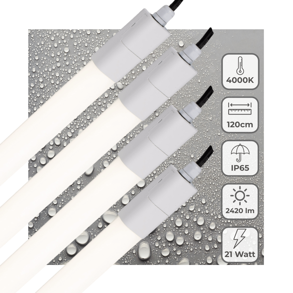 4 PACK - LED's Light LED TL lighting complete 120 cm - Suitable for outdoor and indoor use - 2420 lm