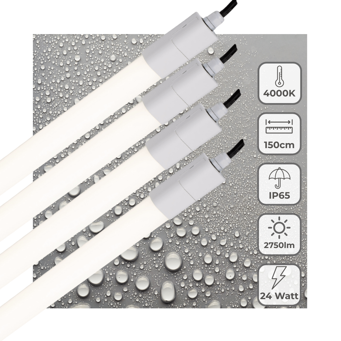 4 PACK - LED's Light LED TL lighting complete 150 cm - Suitable for outdoor and indoor use - 2750 lm