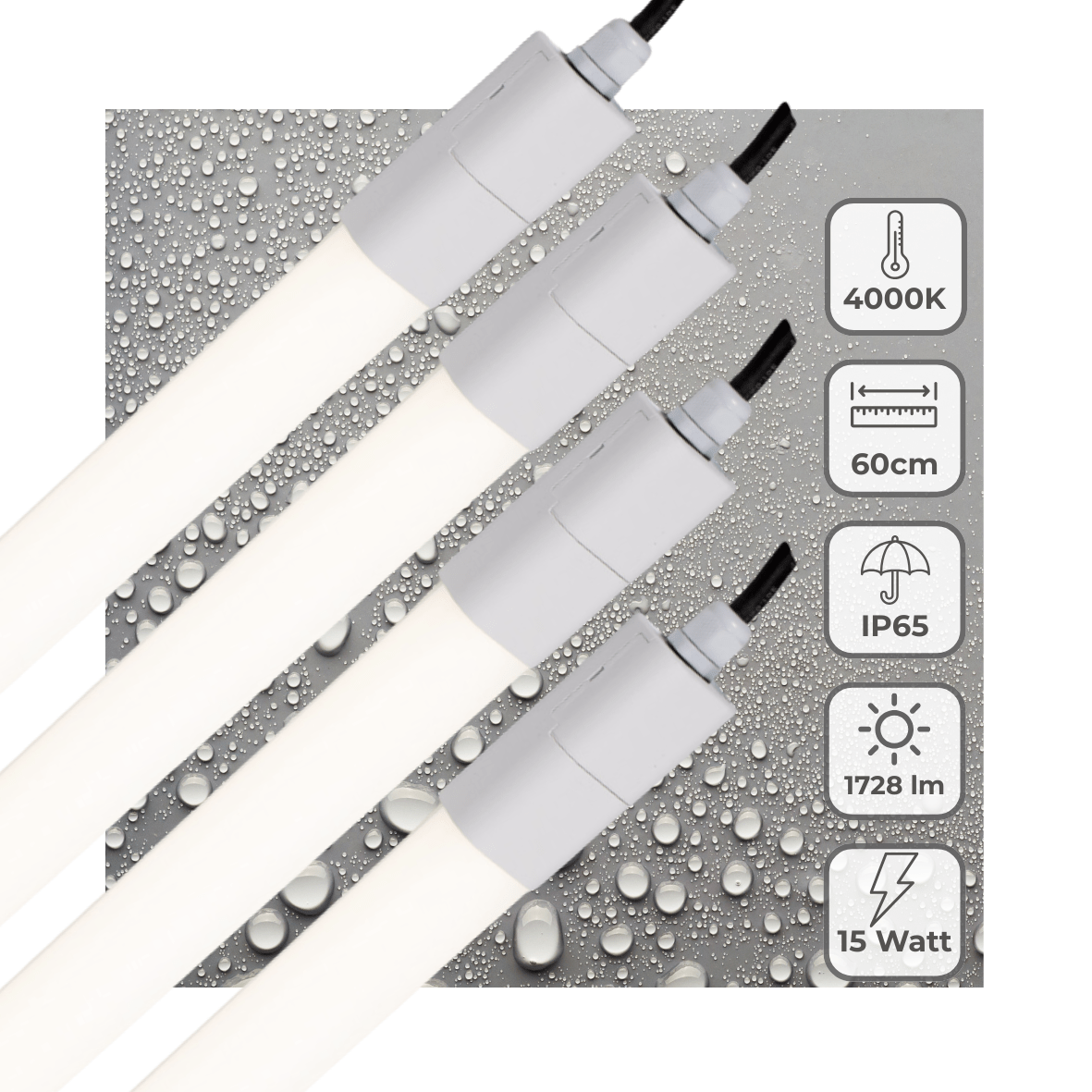 4 PACK - LED's Light LED TL lighting complete 60 cm - Suitable for outdoor and indoor use - 1725 lm