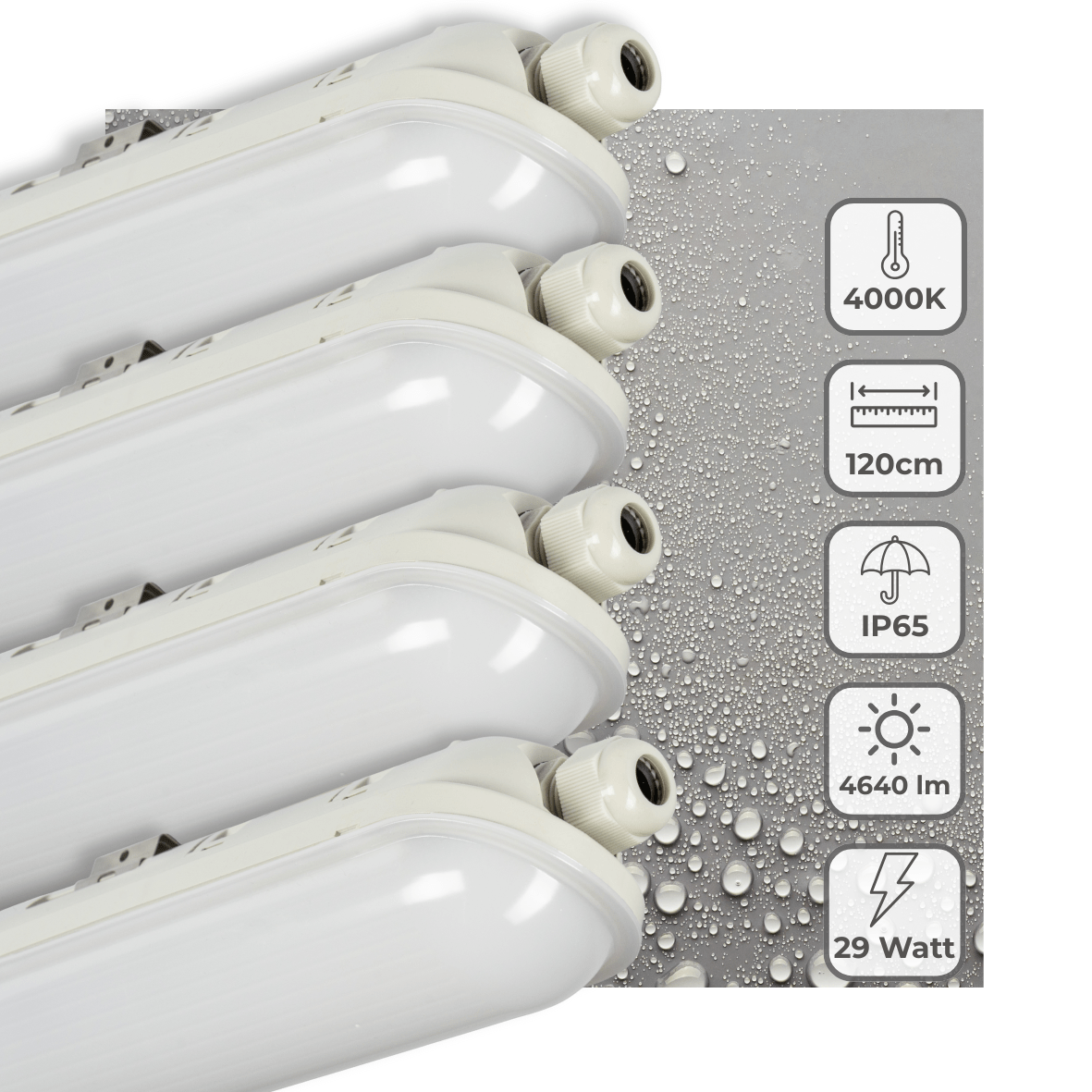 4 PACK - LEDs Light Pro LED TL fixture complete 120 cm - Waterproof - 4640 lm