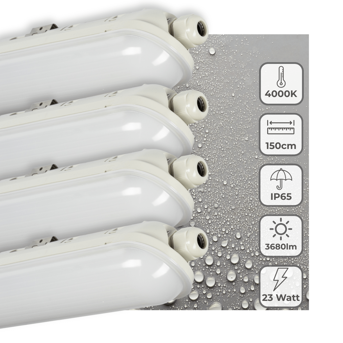 4 PACK - LED's Light Pro Premium LED TL armatuur compleet 150 cm - Waterdicht - 3680 lm