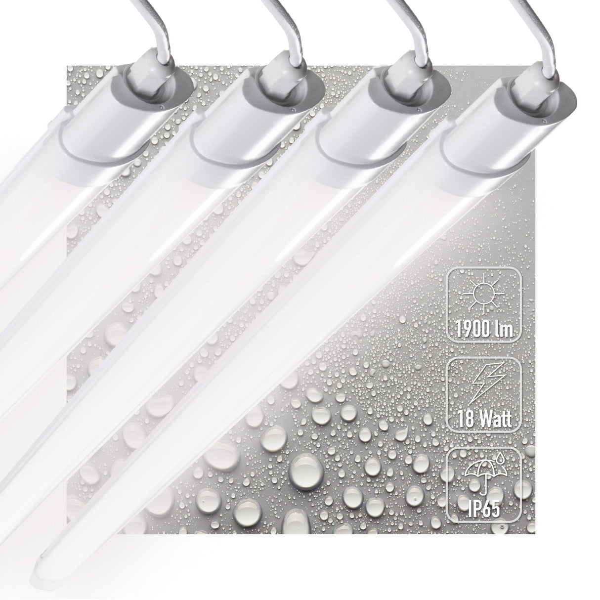 4er-Pack – LED-Lichtleiste TL 120 cm – Geeignet für alle Innen- und Feuchträume – 18 W – IP65