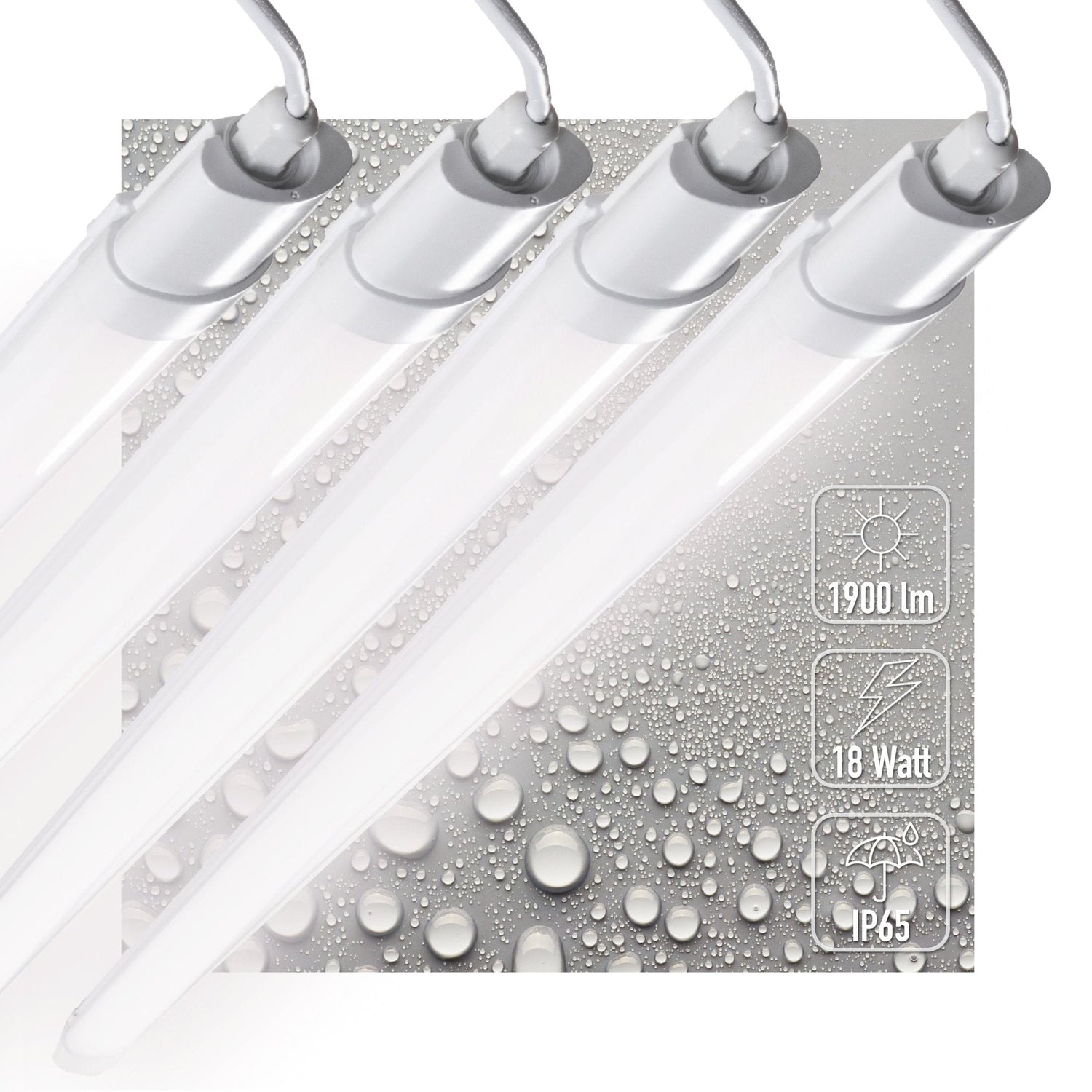 4er-Pack – LED-Lichtleiste TL 120 cm – Geeignet für alle Innen- und Feuchträume – 18 W – IP65