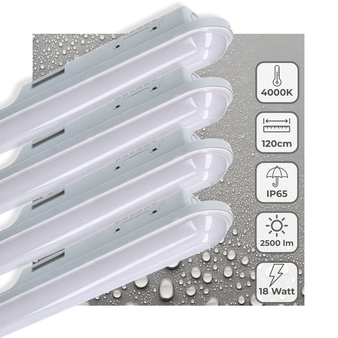 4 PACK - LED's Light Universele LED TL verlichting compleet 120 cm - voor binnen en buiten - 2500 lm
