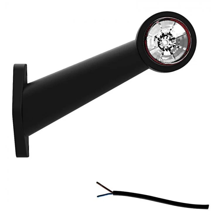 Links | LED-Breitenleuchte | abgewinkelter Stiel | 12-24V | 20cm Kabel | M10BV-501RW
