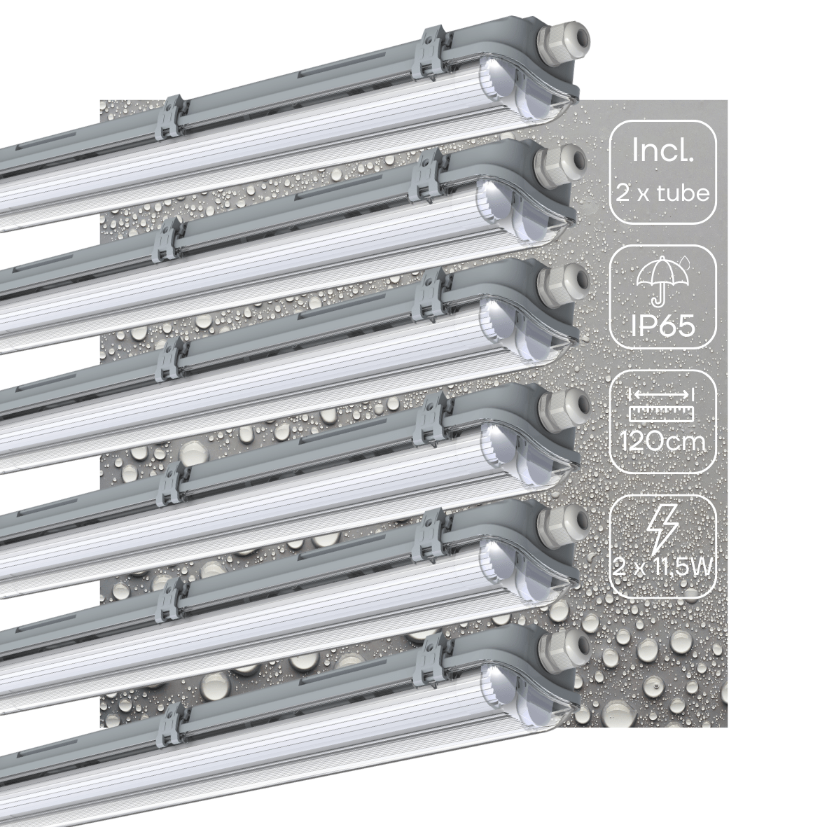 6er-Pack – LED-Licht, doppelte LED-TL-Lampe, 120 cm – komplett mit LED-Röhren – für drinnen und draußen – 4260 lm – 4000 K – 2 x 11,5 W