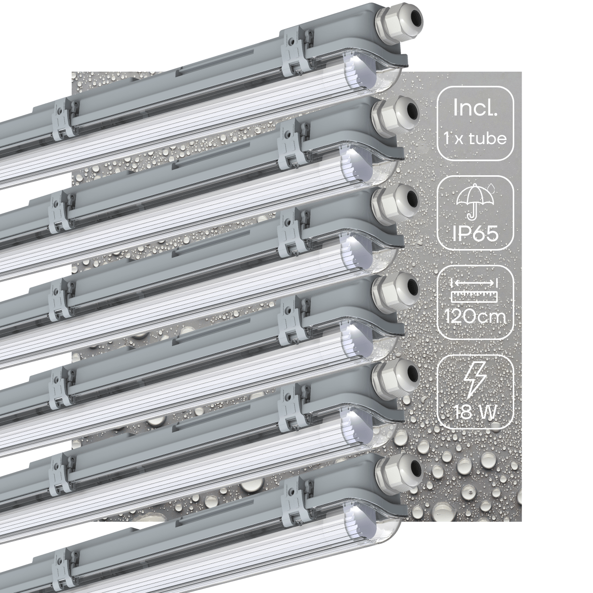 6 PACK - LED's Light LED TL fixture with lamp 120 cm - Cold white light 6500 K - Waterproof - Complete set