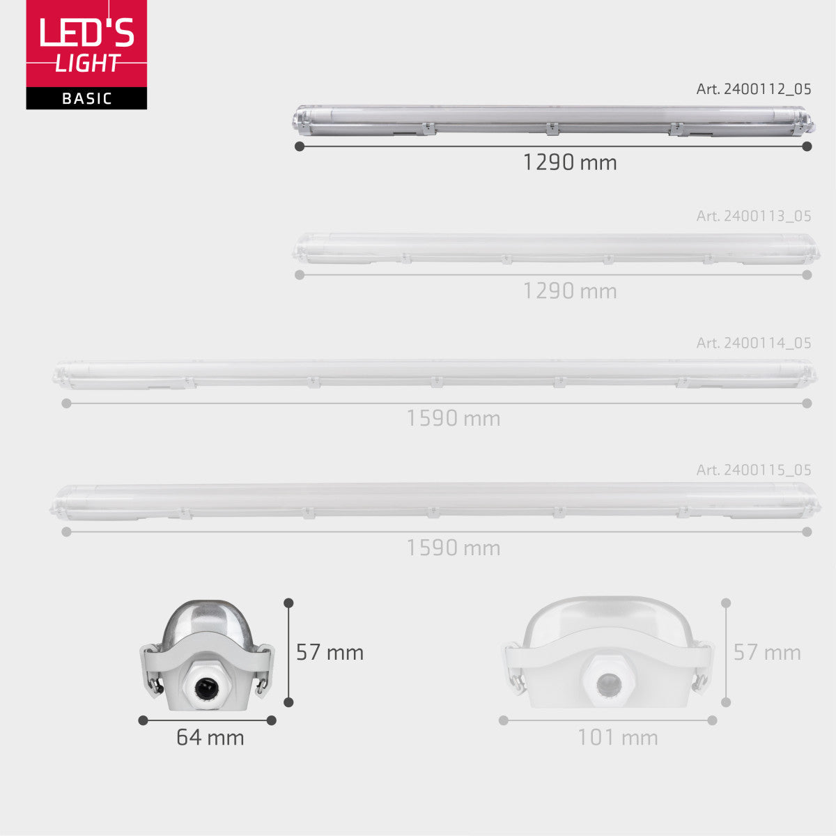 2er-Pack – LED-Leuchte, LED-TL-Leuchte mit Lampe, 120 cm – Kaltweißes Licht 6500 K – Wasserdicht – Komplettset