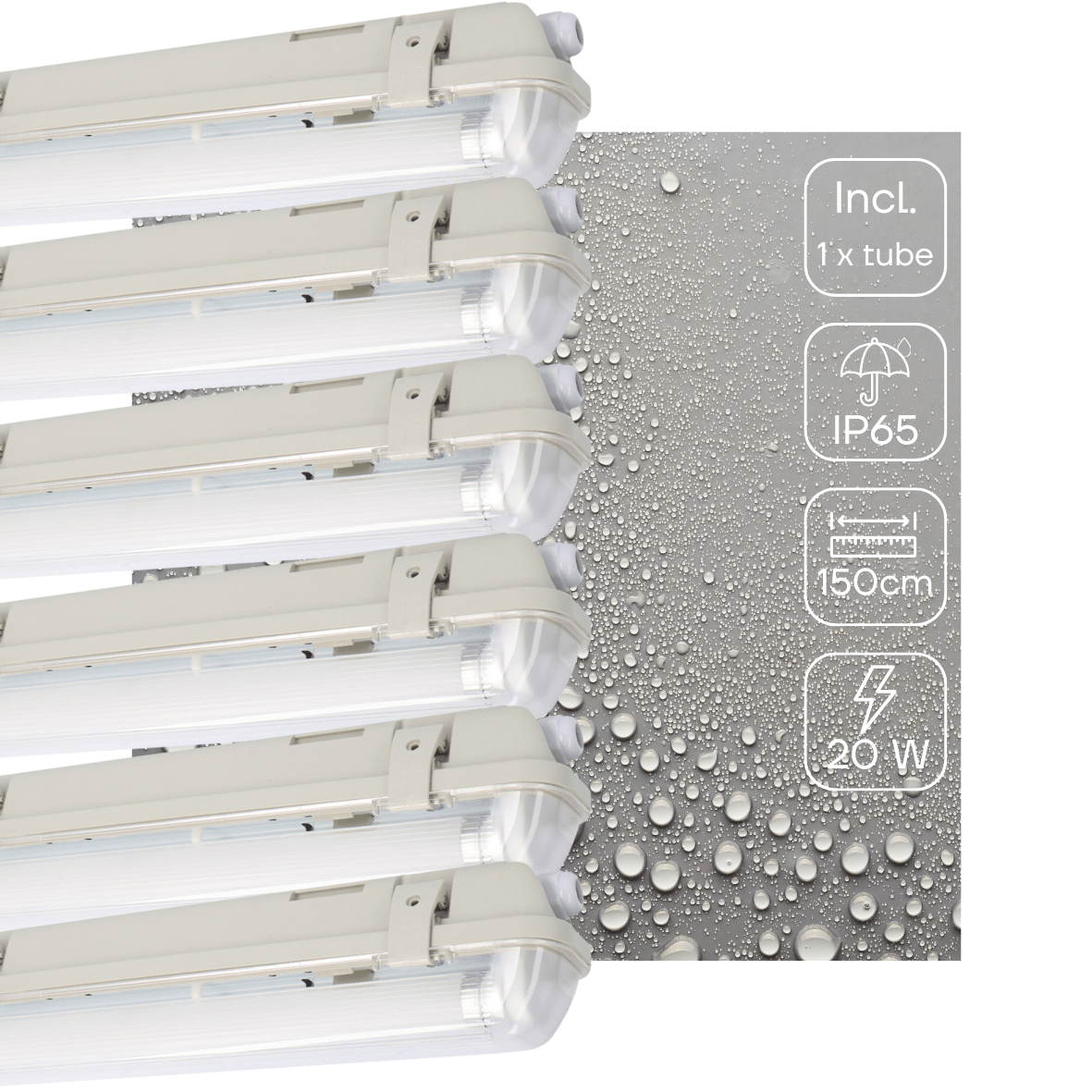 6 PACK - LED's Light LED TL lamp with sensor 150 cm - Motion sensor and night sensor - Waterproof - 3100 lm