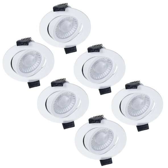6er PACK - LEDs Light PRO Downlight Einbaustrahler Ø 68mm - Spritzwassergeschützt - Dimmbar - Universal - Weiß