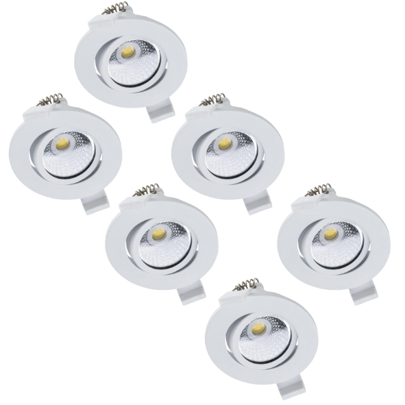 6 PACK - LED's Light PRO Recessed Spotlight 68 mm - Indoor & Outdoor - 3 Light Colors - Dimmable Light - White