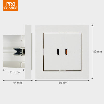 USB-C Wall Socket - 2 USB-C Ports - 65W Fast Charger - Laptop & Phone - White