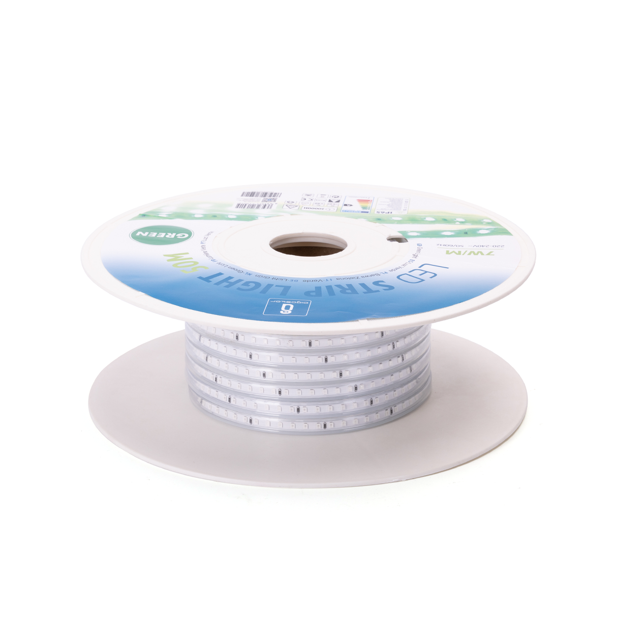 Lichtslang groen - 50 meter - 120 LEDs/meter - 7W/m - sproeidicht IP65 | 230V AC