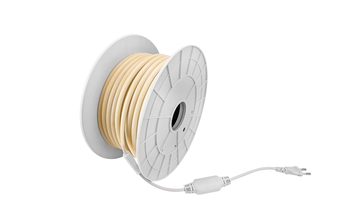 COB-LED-Lichtschlauch 230 V – Warmweiß 3000 K – 10 W/m – 1000 lm/m – IP65 – Zuschneidbar – 50-m-Rolle