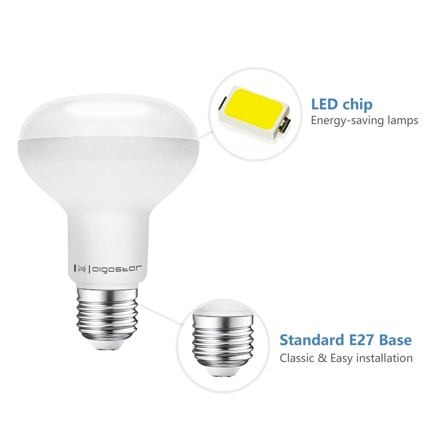 Aigostar R80 spiegellamp daglichtwit met E27 fitting en energiezuinige LED chip voor heldere verlichting