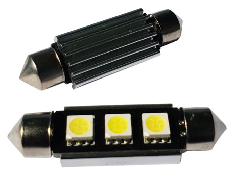 Auto LEDlamp 2 stuks | LED festoon 42mm | 3 - SMD daglichtwit 6500K - heatsink | CAN - BUS 12 Volt - LEDPLANET.NL