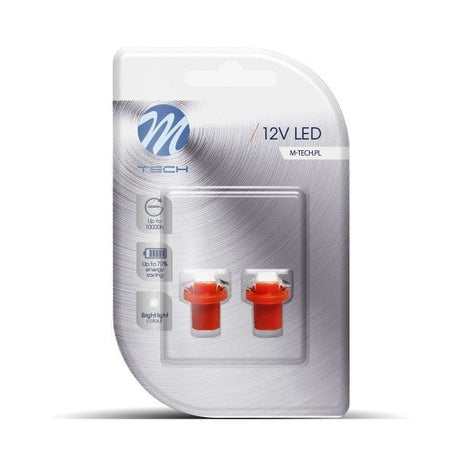 B8.5d auto lamp 2 stuks rood | LED dashboardverlichting - klokken - schakelaars | 12V DC - LEDPLANET.NL