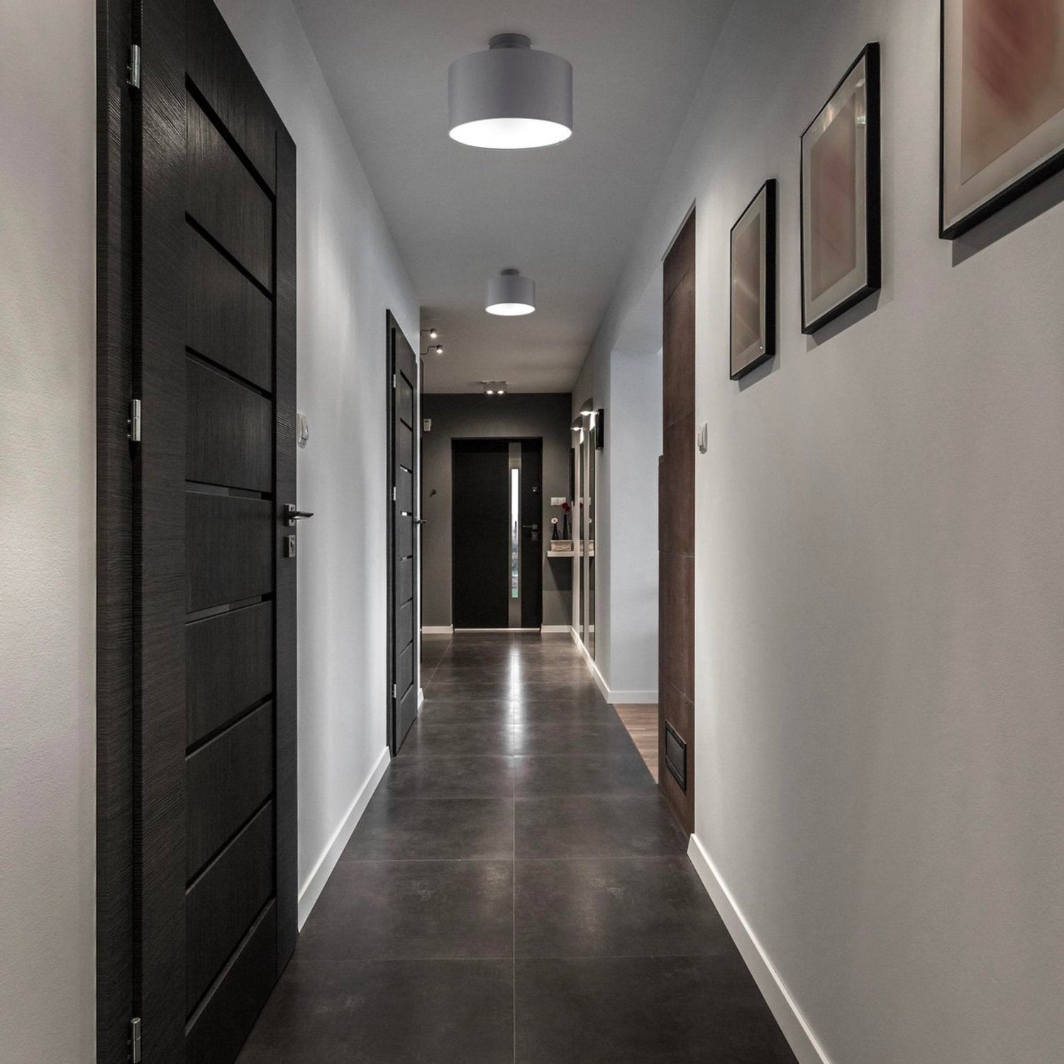 BKLicht - Decorative ceiling lamp - Ø30cm - Gray/white - Metal, wood and fabric - Round ceiling lamp - E27 fitting - Excl. light source