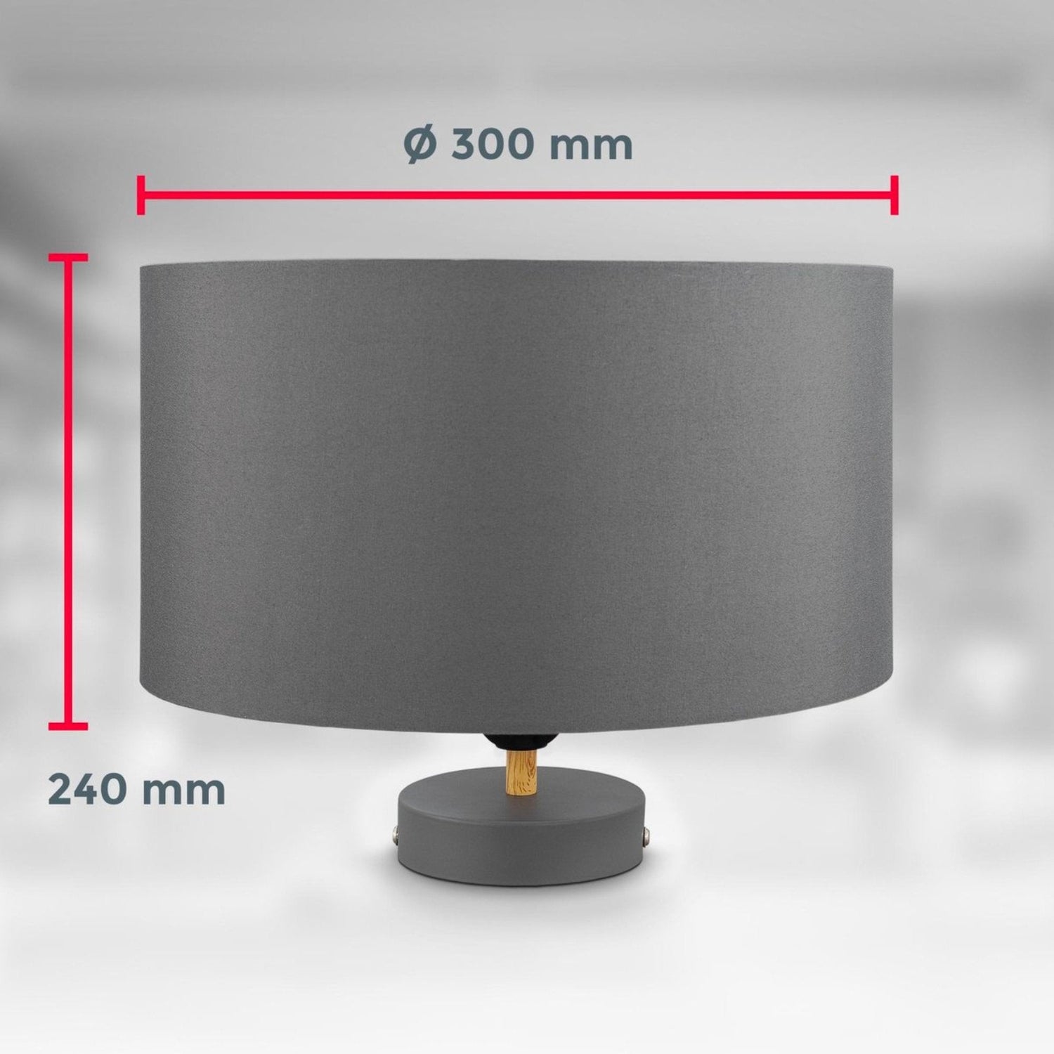 BKLicht - Decorative ceiling lamp - Ø30cm - Gray/white - Metal, wood and fabric - Round ceiling lamp - E27 fitting - Excl. light source