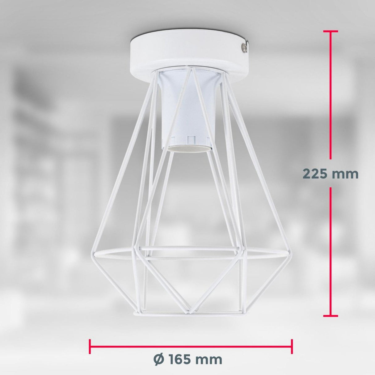 BKLicht - Decorative white ceiling lamp - Metal - Industrial - Wire - Ø16.5cm - With E27 fitting - Excl. light source