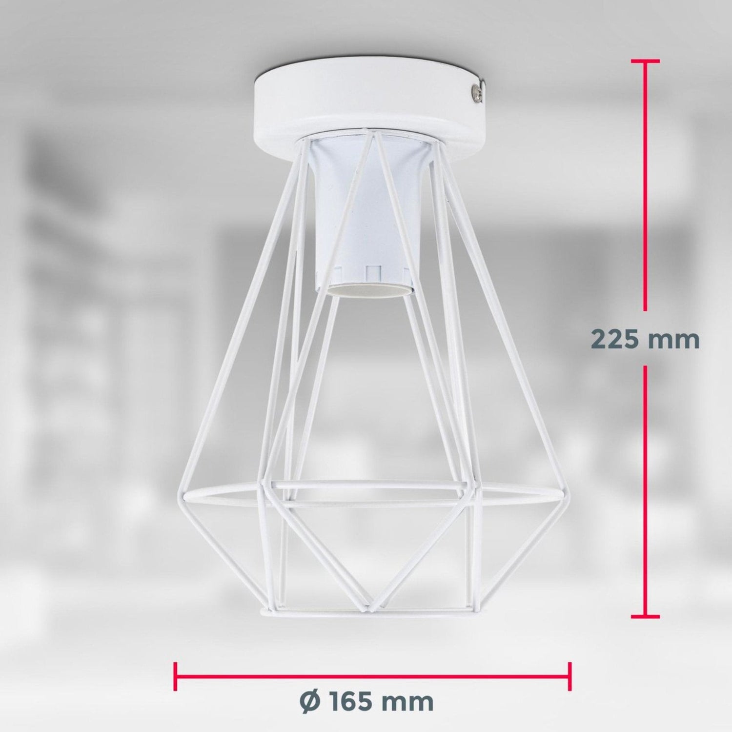 BKLicht - Decorative white ceiling lamp - Metal - Industrial - Wire - Ø16.5cm - With E27 fitting - Excl. light source