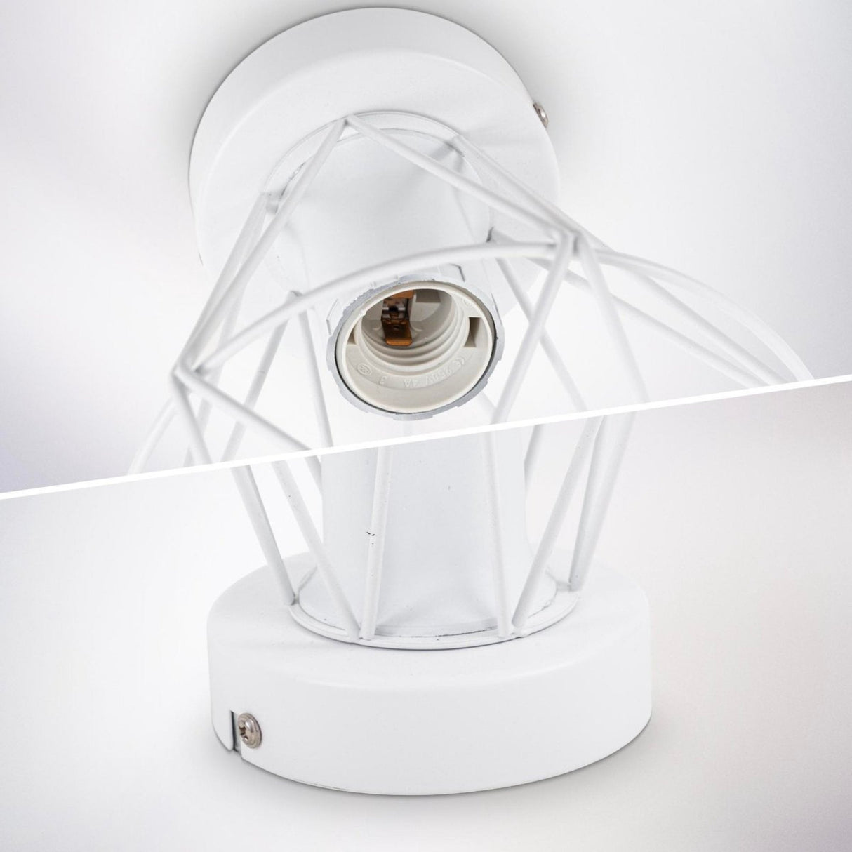 BKLicht - Decorative white ceiling lamp - Metal - Industrial - Wire - Ø16.5cm - With E27 fitting - Excl. light source