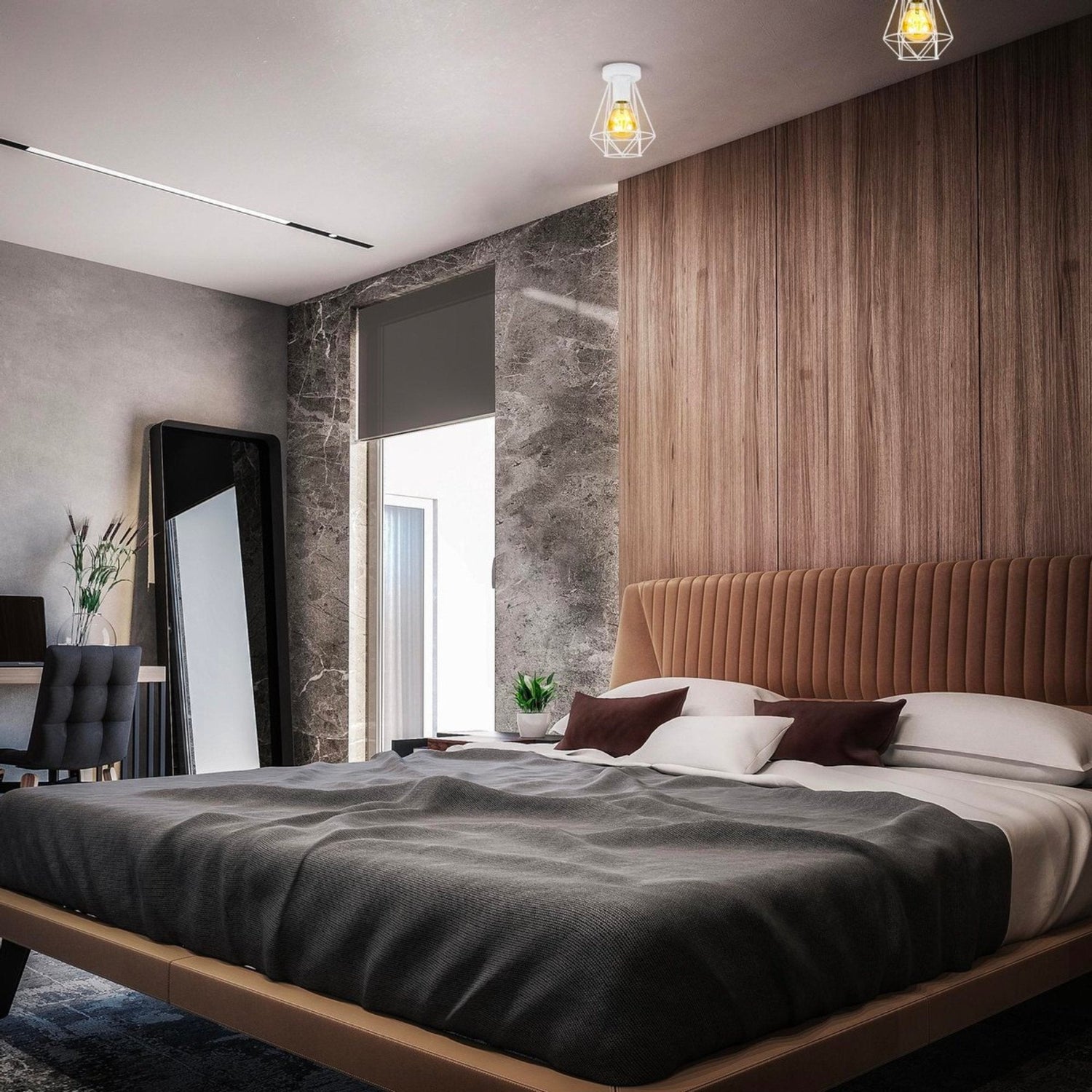 BKLicht - Decorative white ceiling lamp - Metal - Industrial - Wire - Ø16.5cm - With E27 fitting - Excl. light source