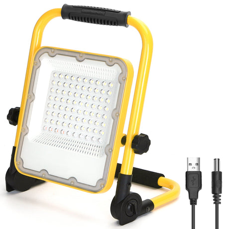 Bouwlamp - werklicht oplaadbaar - USB | LED 50W=150W schijnwerper | daglichtwit 6500K - 3 standen + flits blauwrood | waterdicht IP65 - LEDPLANET.NL